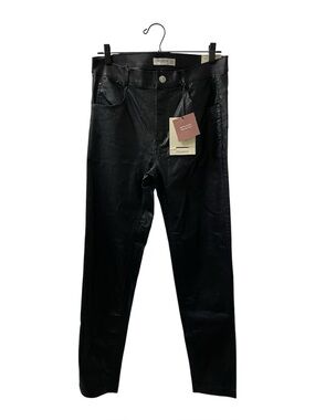 NWT Pull & Bear Black Coated Cropped Push Up High Rise Jeans